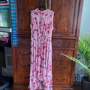 Misa Los Angeles Pink Floral High Low Dress